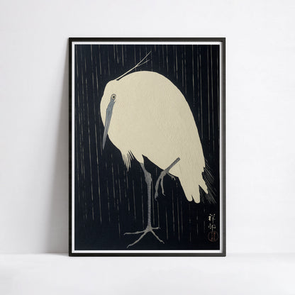Aigrette sous la pluie – Ohara Koson