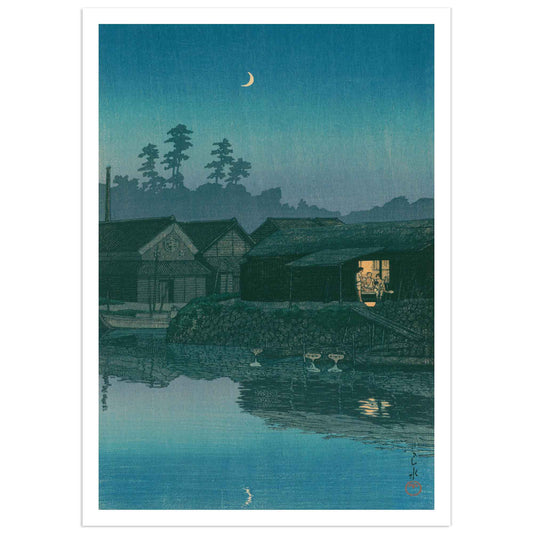 Village de pêcheurs, Arai, Enshu, impression Kawase Hasui