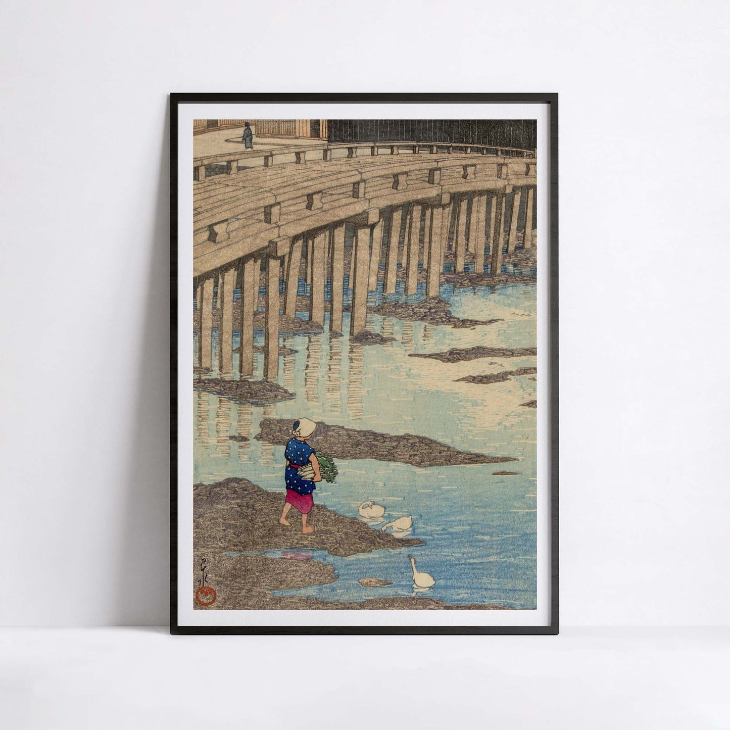 The Gion Bridge in Hondo, Amakusa — Hasui Kawase Art Print