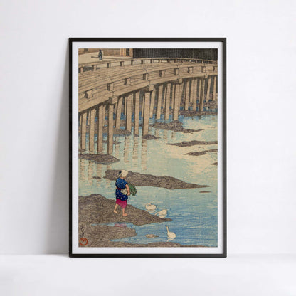 The Gion Bridge in Hondo, Amakusa — Hasui Kawase Art Print