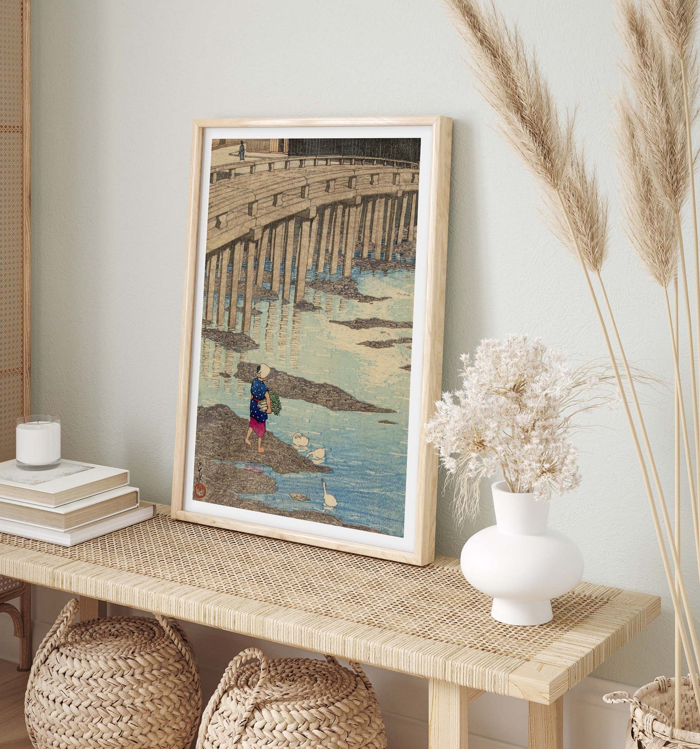 The Gion Bridge in Hondo, Amakusa — Hasui Kawase Art Print