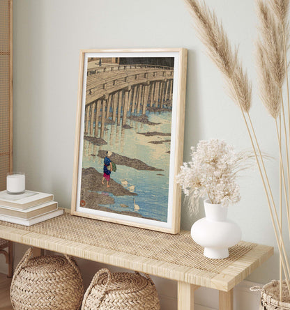 The Gion Bridge in Hondo, Amakusa — Hasui Kawase Art Print