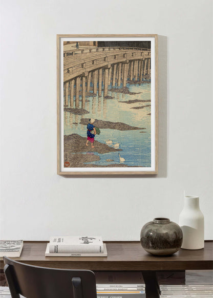 The Gion Bridge in Hondo, Amakusa — Hasui Kawase Art Print