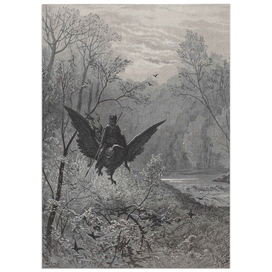 Knight on Hippogriff – Engraving by Gustave Doré