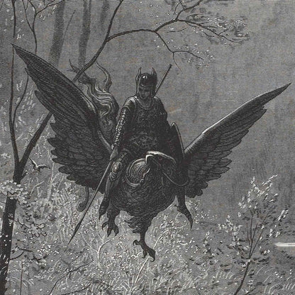 Affiche Chevalier sur Hippogriffe – Gravure de Gustave Doré | Wallango