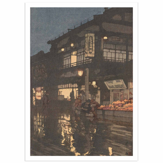 La rue Kagurazaka après une pluie nocturne, Yoshida Hiroshi