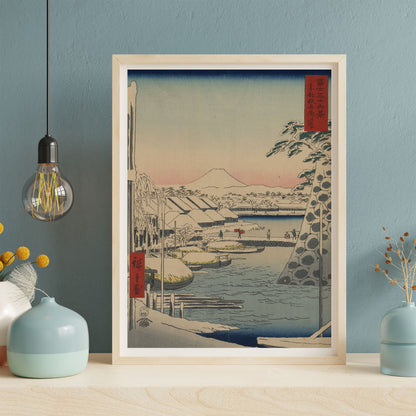 Rive de Sukiya à Edo, Hiroshige 