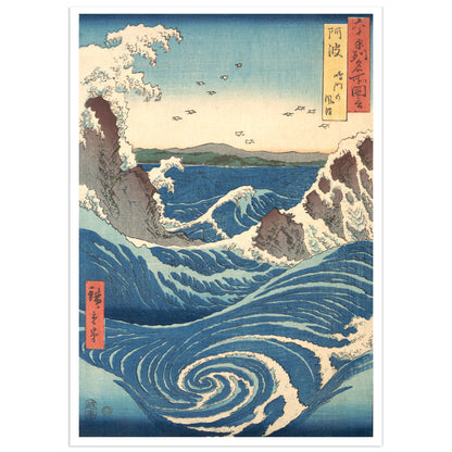 Hiroshige Naruto Whirlpool woodblock print Japanese ocean waves swirling water