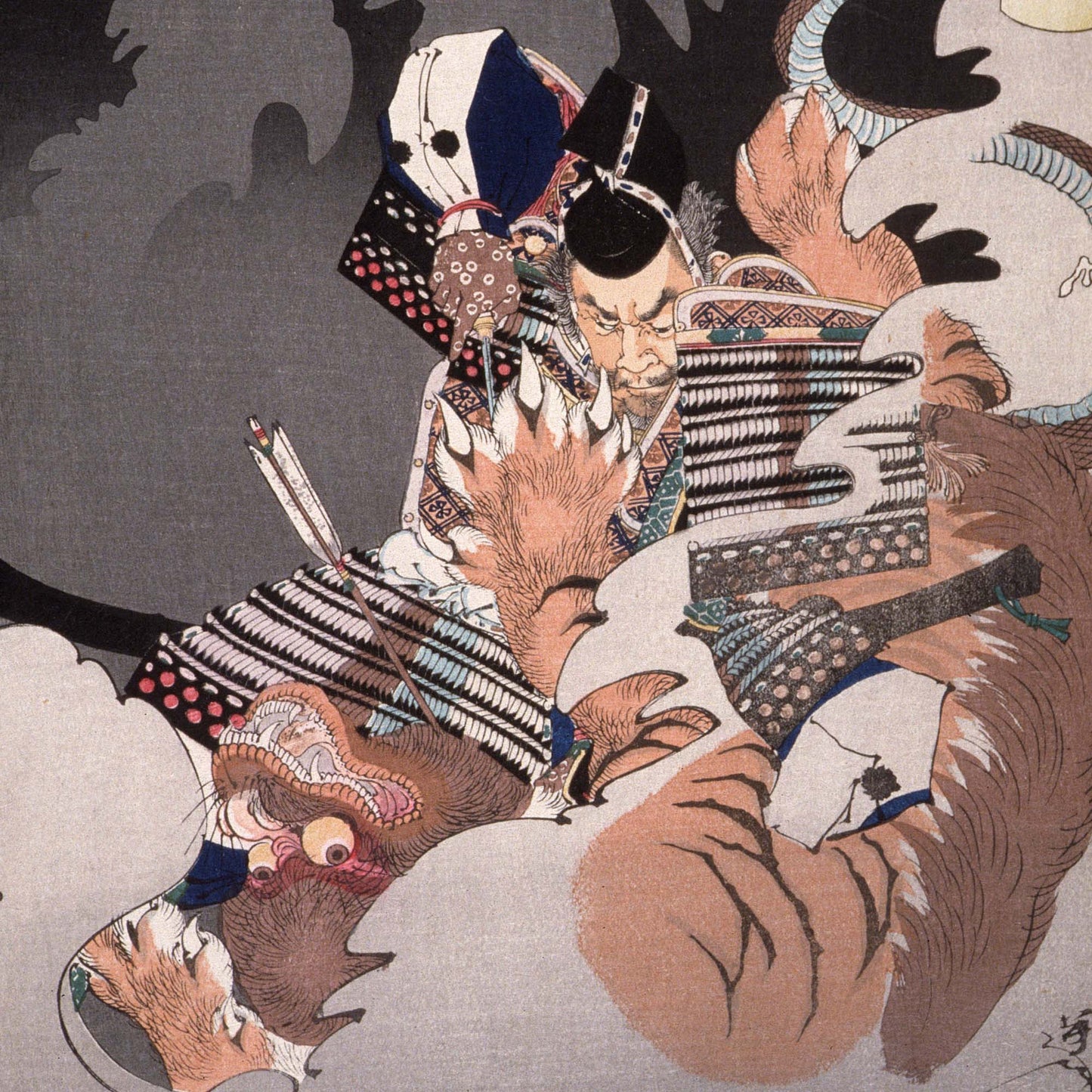 I no Hayata tuant le Nue (1890), Tsukioka Yoshitoshi