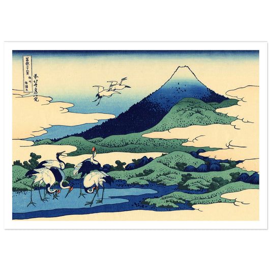 Hokusai Umezawa Manor Mount Fuji woodblock print cranes Japanese landscape ukiyo-e