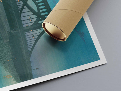 Le Pont de Kiyosu au Crépuscule - Estampe Japonaise de Kawase Hasui