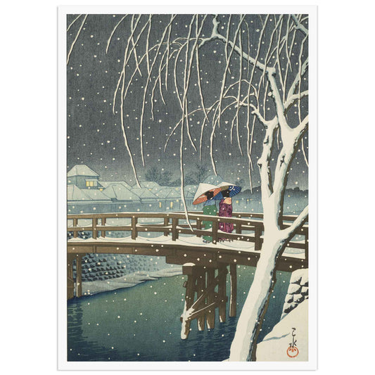 Evening snow at Edo River, Hasui Kawase