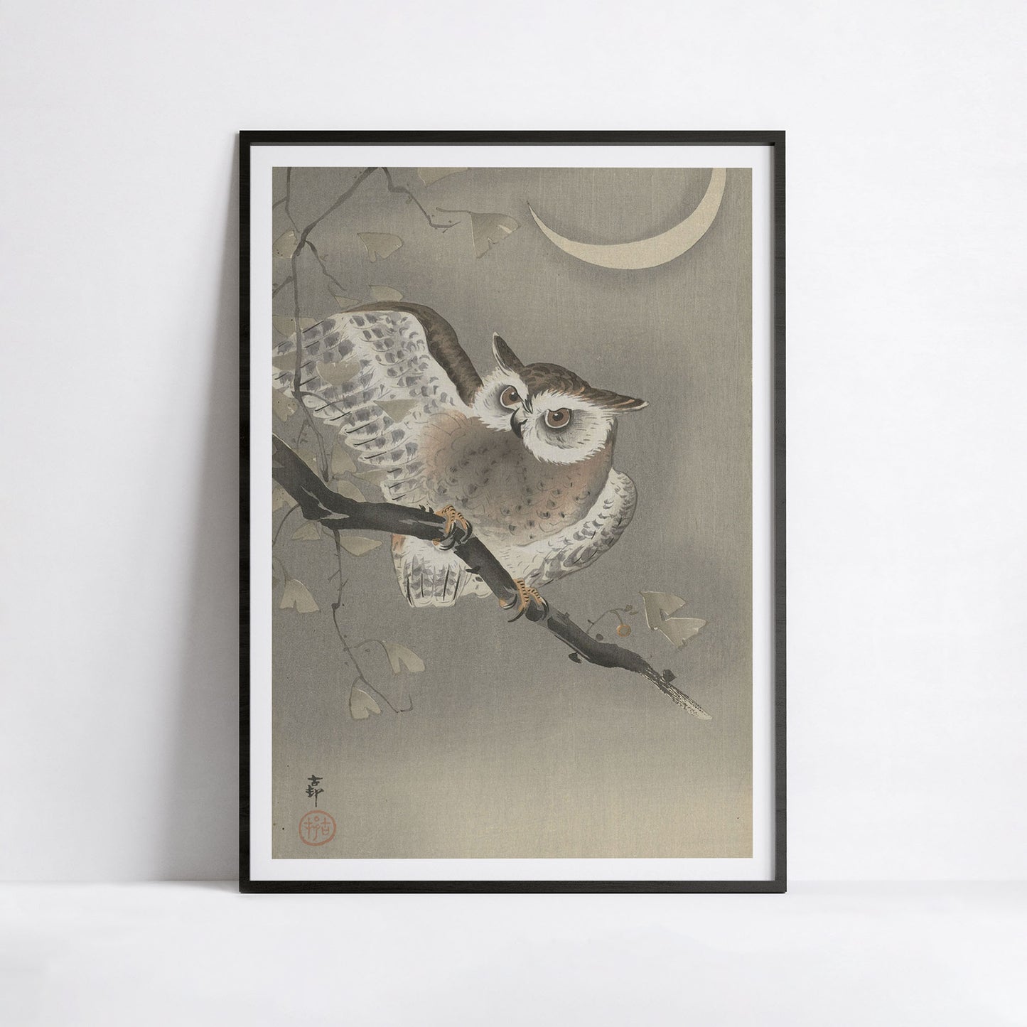 Hibou moyen-duc sur un ginkgo – Ohara Koson