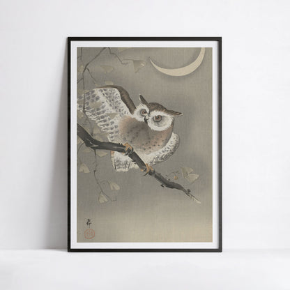 Hibou moyen-duc sur un ginkgo – Ohara Koson