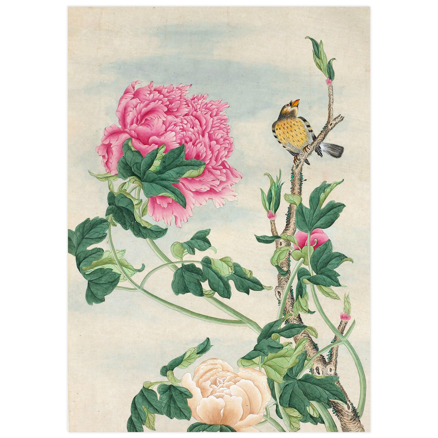 16th century Chinese birds-and-flowers watercolor