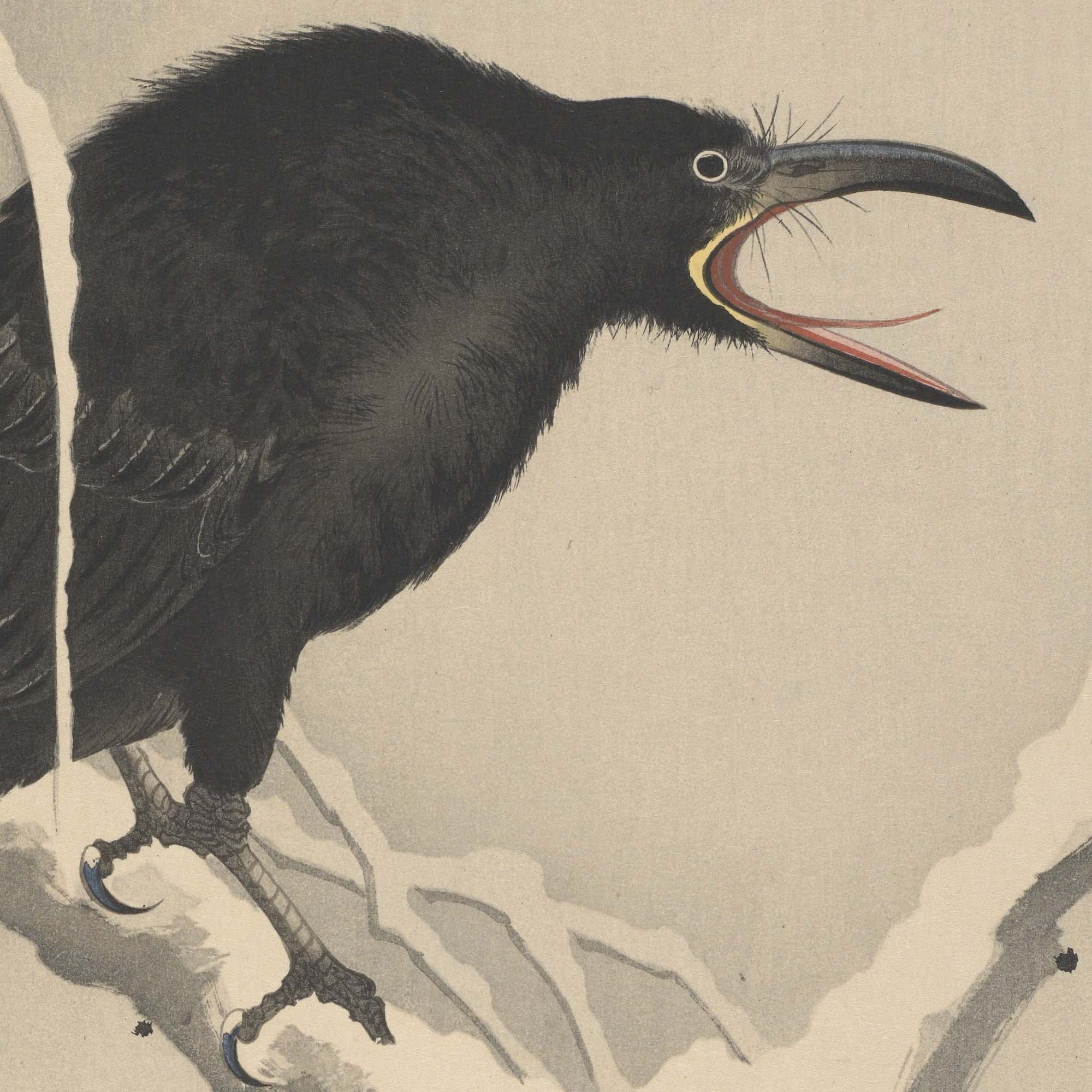 Cawing crow by Ohara Koson - Japanese Woodblock Print – Wallango