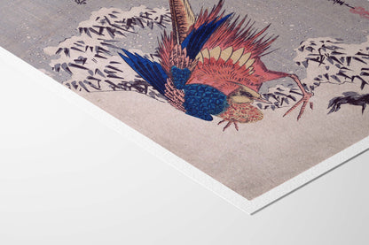 Pheasant Among Snow-Laden Bamboo on Hillside — Utagawa Hiroshige