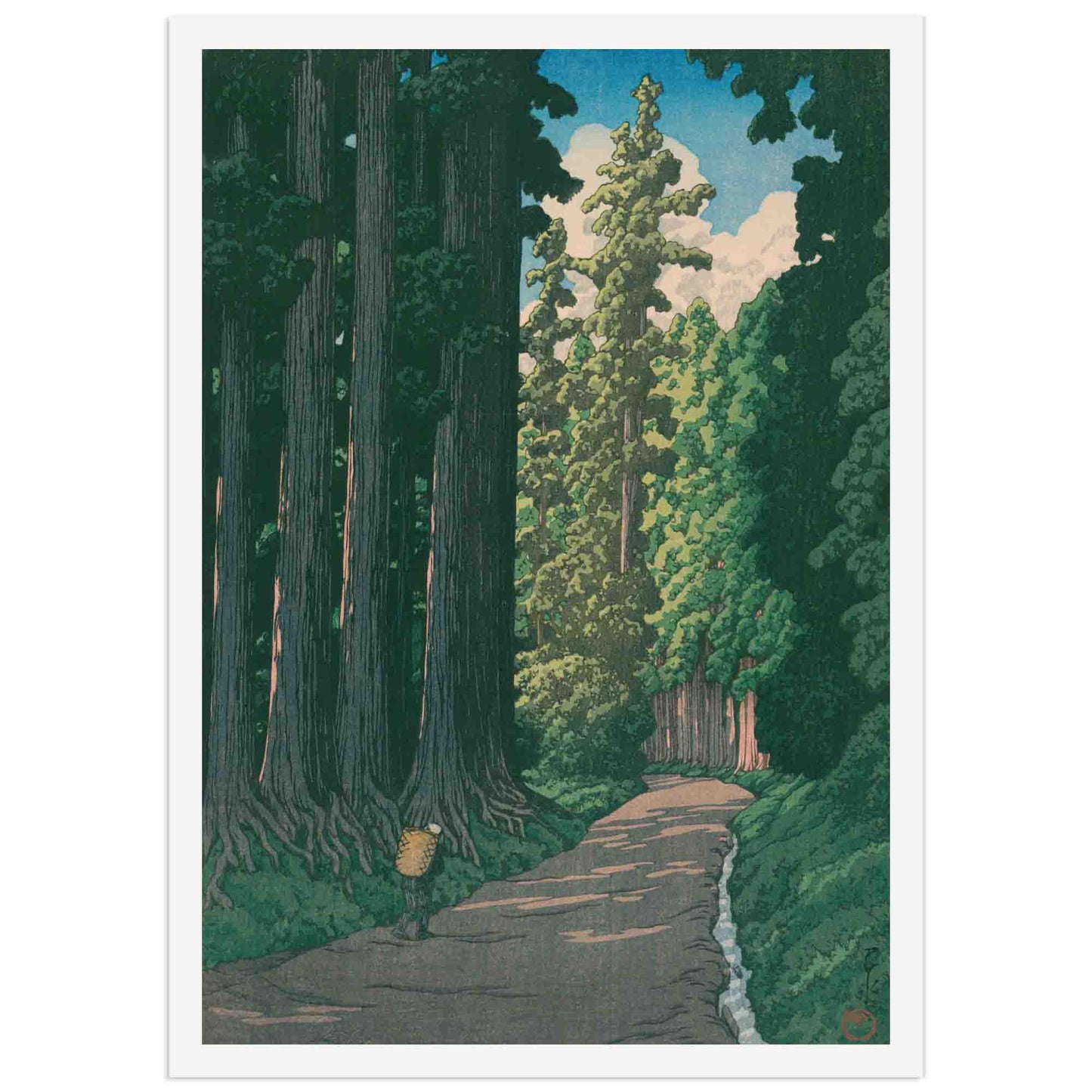 Kawase Hasui Road to Nikko tree-lined path leading to shrine Japan landscape woodblock print