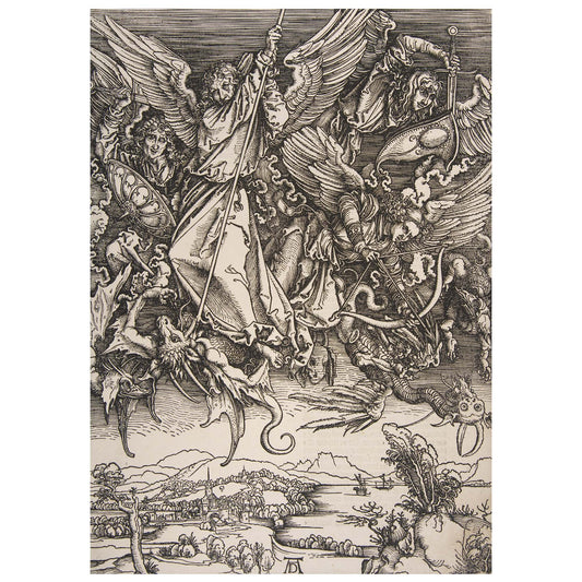 Engraving print -Saint Michael Fighting the Dragon from The Apocalypse, Albrecht Dürer