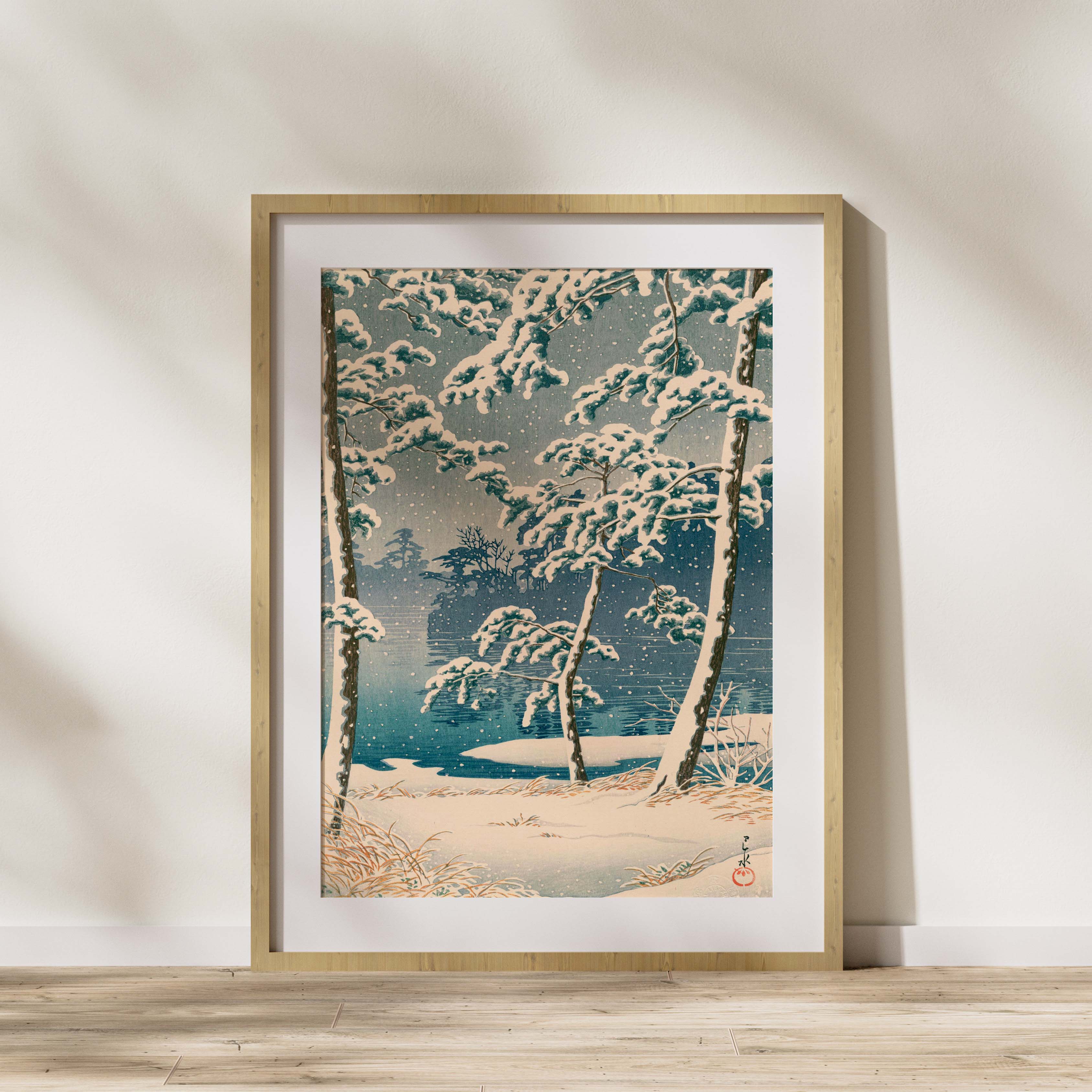 Senzoku Pond in Snow — Kawase Hasui | Japanese Woodblock Print
