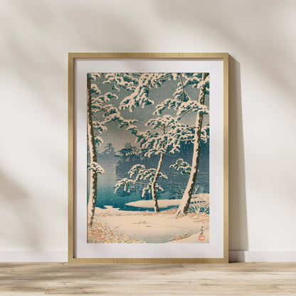 Étang de Senzoku sous la Neige — Kawase Hasui | Affiche d'Art Japonais