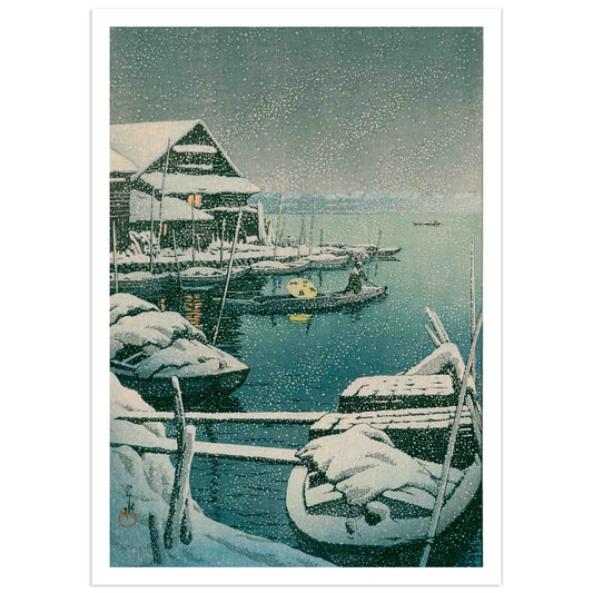 Snow at Mukojima,  Kawase Hasui ukiyo-e print