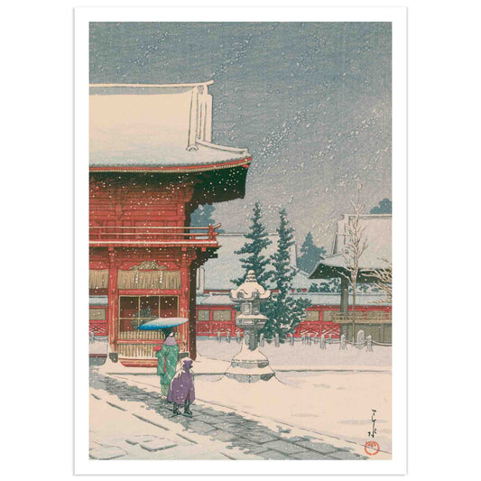 Snow at Nezu-Gongen Shrine,  Hasui Kawase