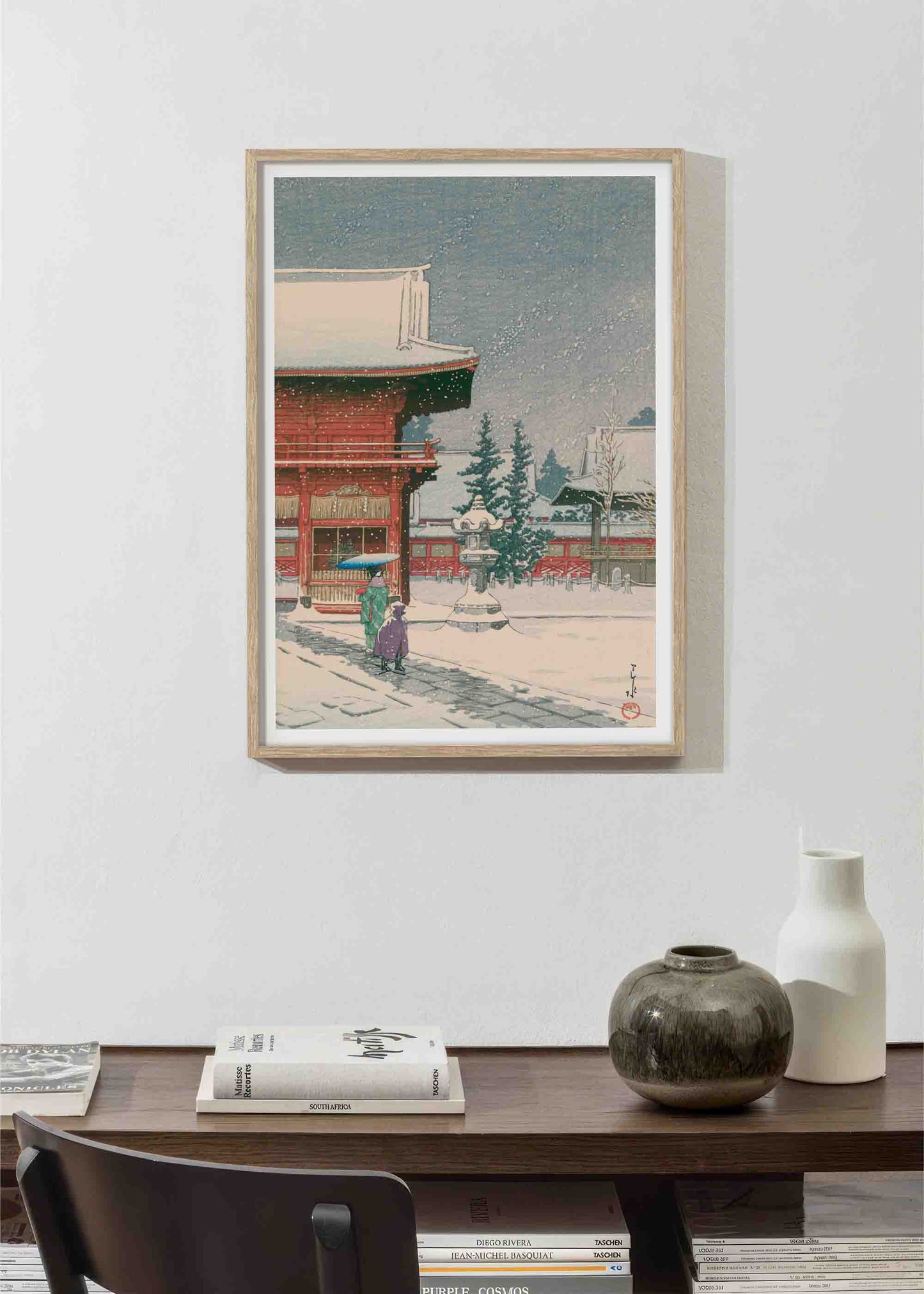 Snow at Nezu-Gongen Shrine,  Hasui Kawase