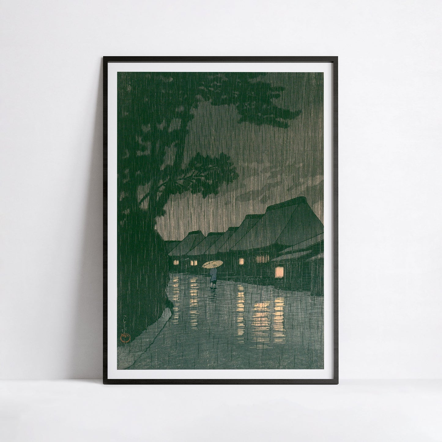 Pluie à Maekawa, Province de Sagami — Kawase Hasui 