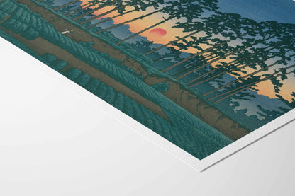 Sunset at Ichinokura, Ikegami - Affiche Kawase Hasui