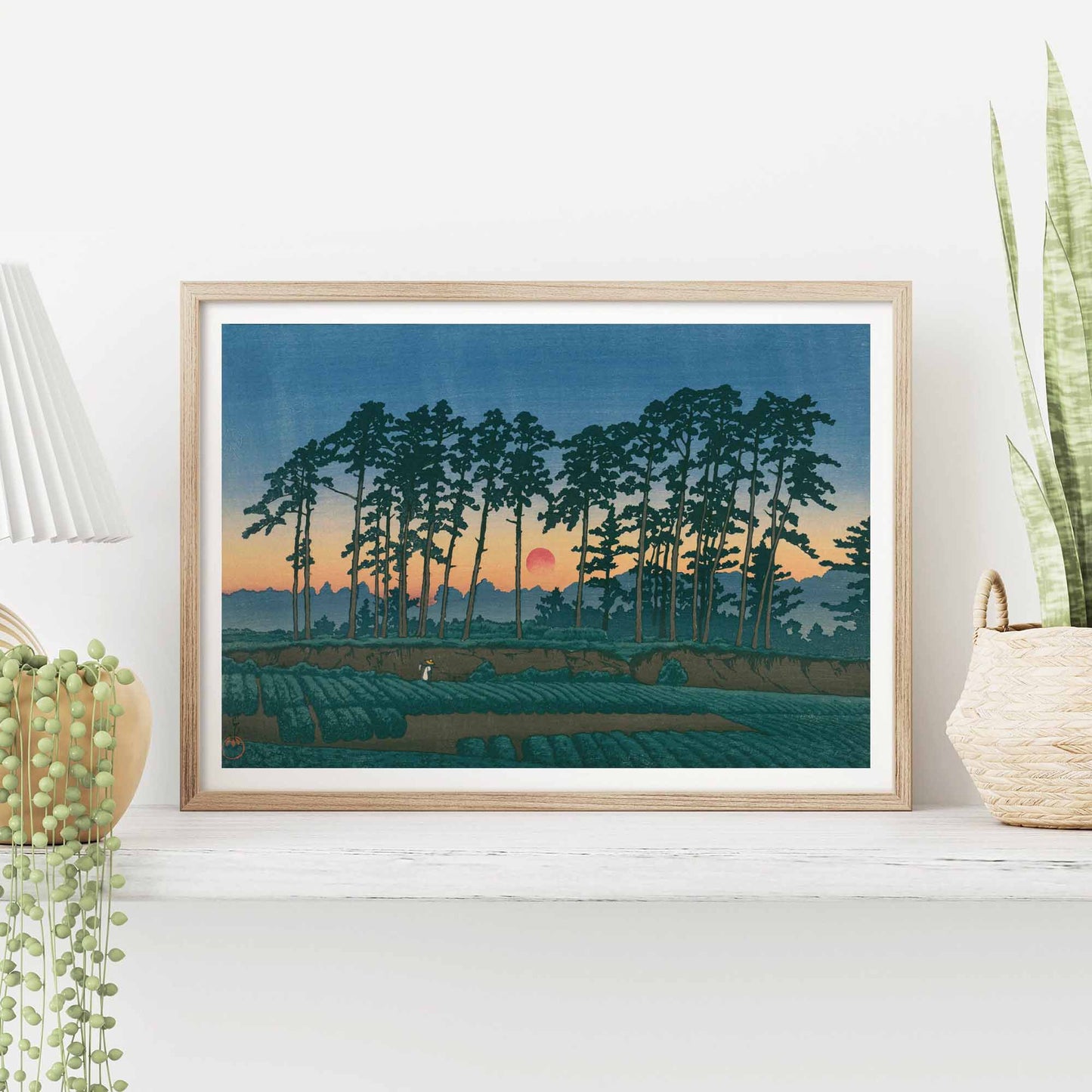 Sunset at Ichinokura, Ikegami - Affiche Kawase Hasui