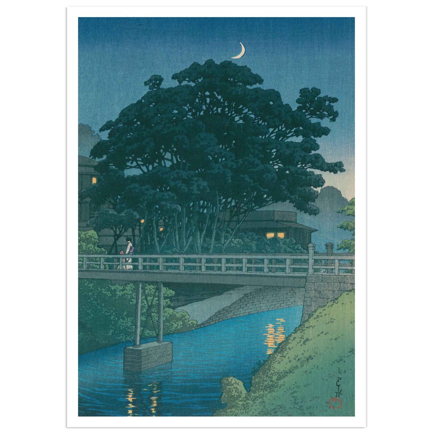 Affiche Hasui Kawase, rivière Takinogawa