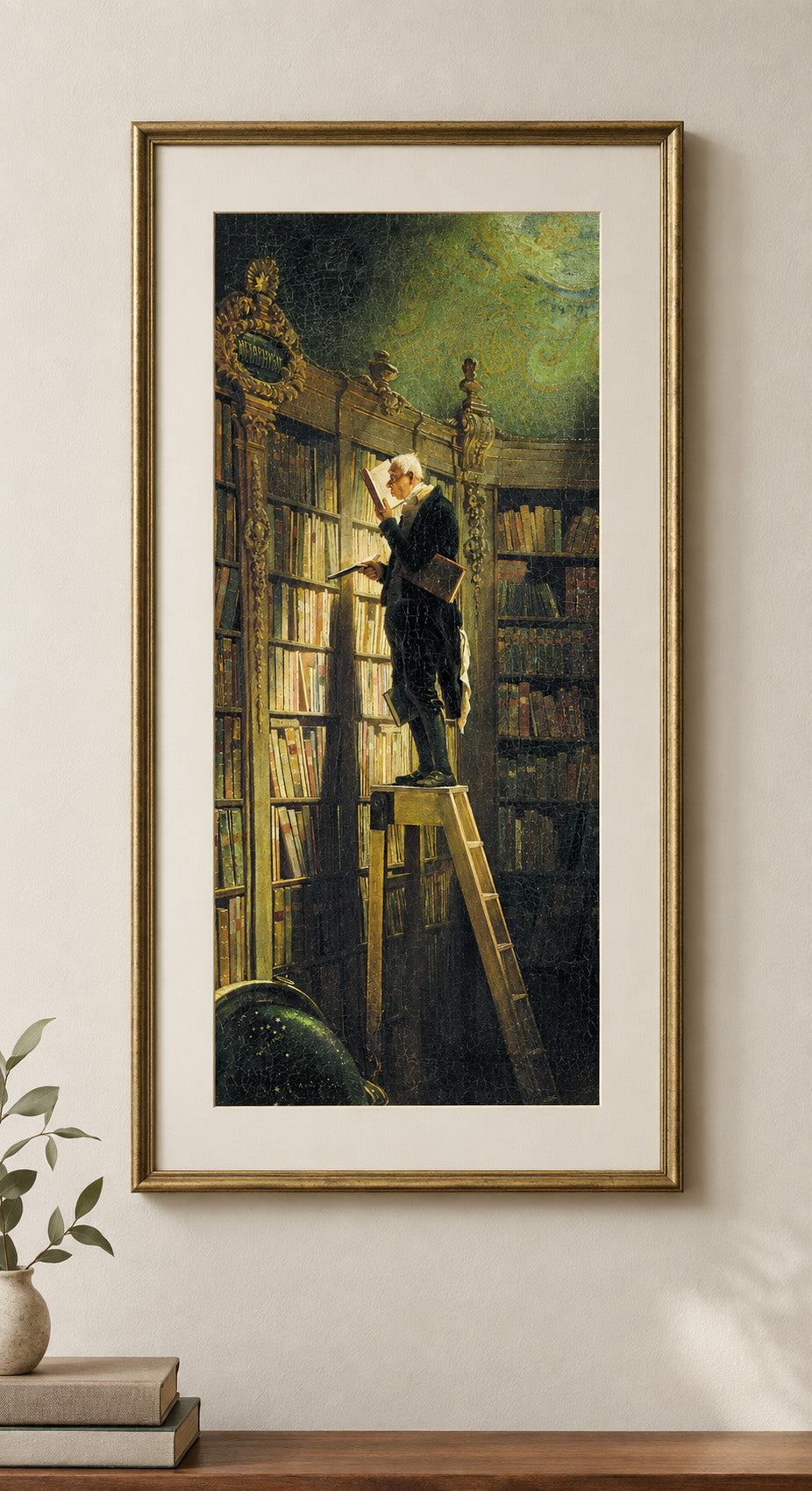 The Bookworm — Carl Spitzweg — Original Size Edition (49.5 × 26.8 cm)