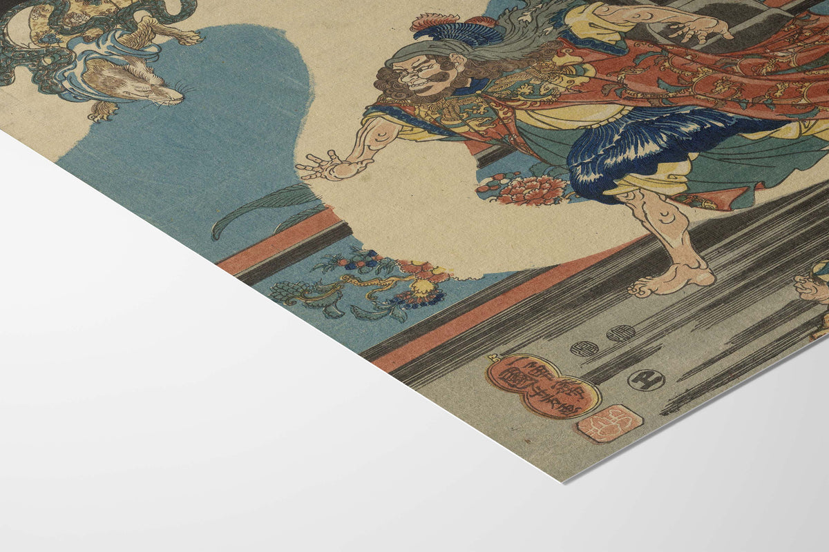 The Magic Fox of Three Countries (Lady Kayō Flies to the Eastern Sky) – Utagawa Kuniyoshi Print