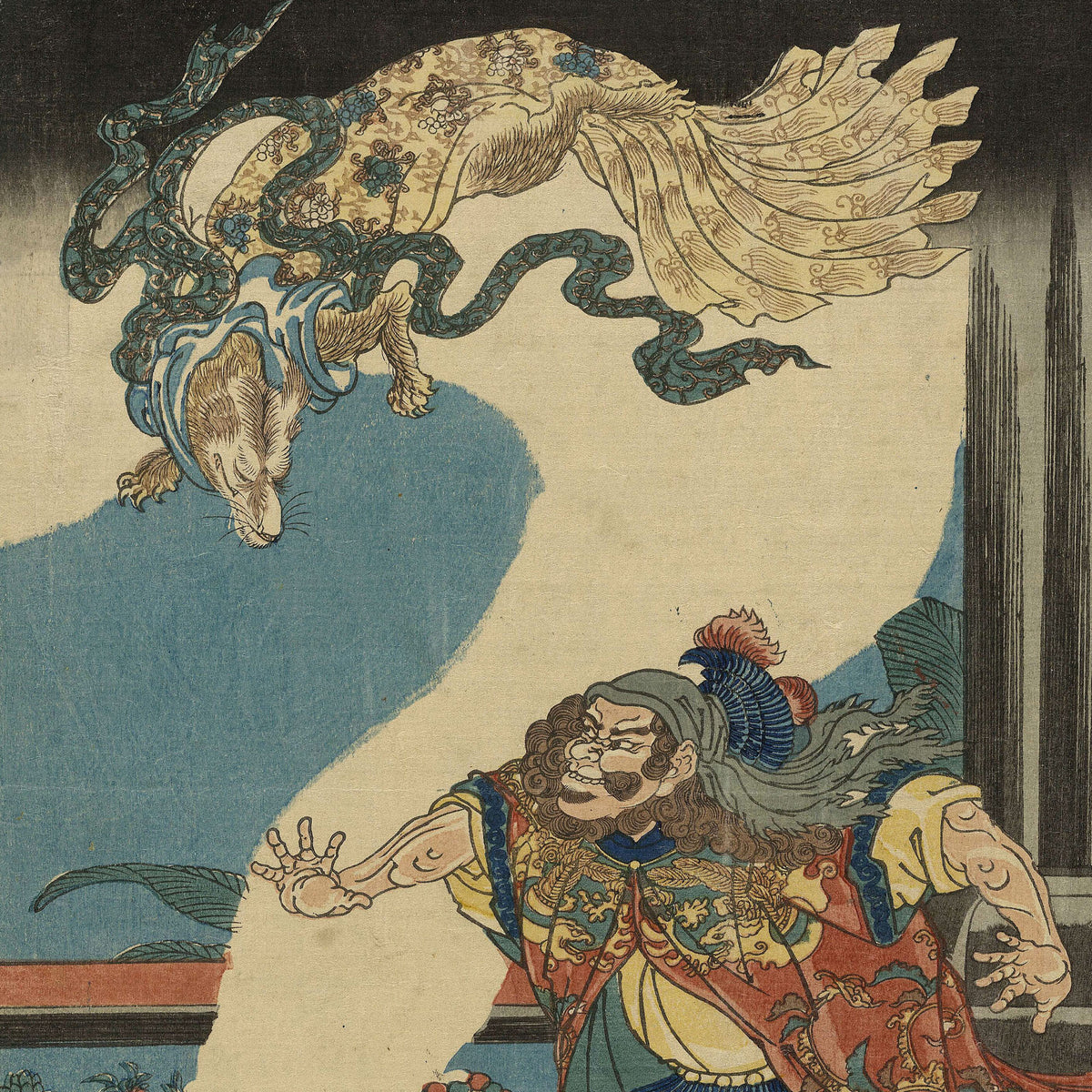 The Magic Fox of Three Countries (Lady Kayō Flies to the Eastern Sky) – Utagawa Kuniyoshi Print