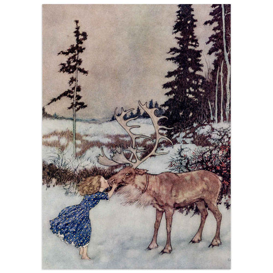 The little girl and the reindeer-The Snow Queen, Edmond Dulac