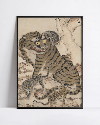 Tiger Family – Korean Joseon Dynasty Print