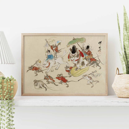 Procession Shinto Burlesque – Chats et Rats Fantaisistes de Kawanabe Kyōsai