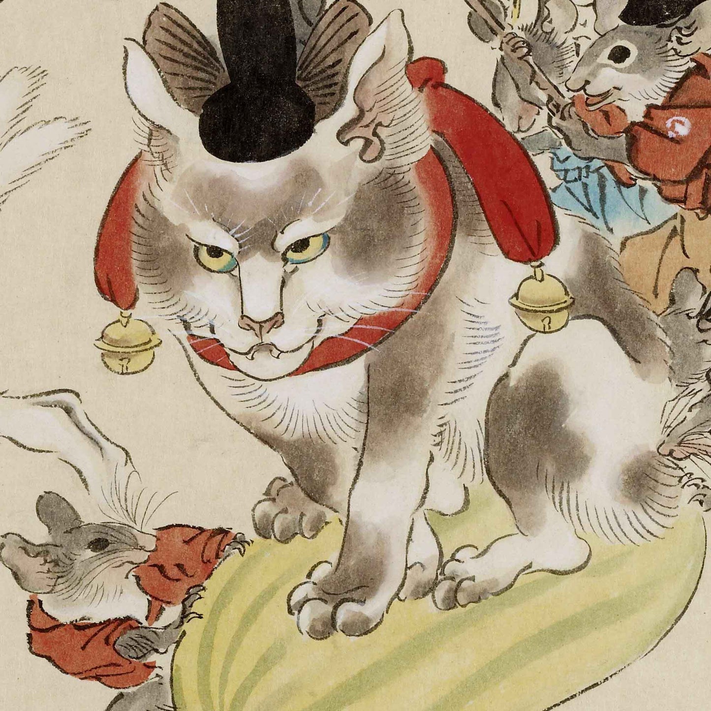 Procession Shinto Burlesque – Chats et Rats Fantaisistes de Kawanabe Kyōsai