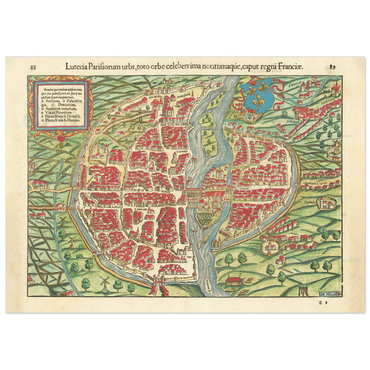 Vintage Paris map Poster, Lutetia Parisorum