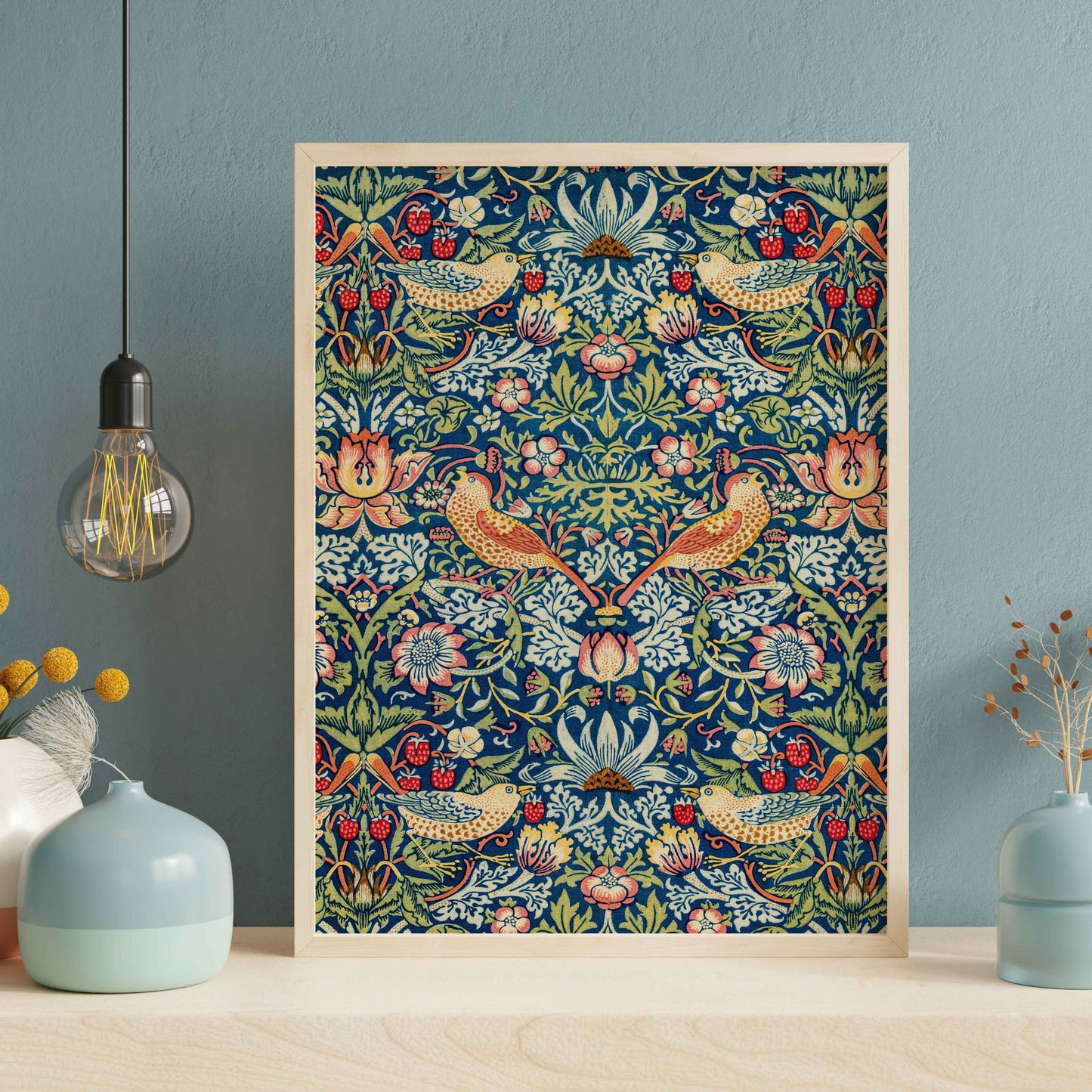 William Morris Poster – Strawberry Thief (1883) | Text-Free Pattern – Arts & Crafts