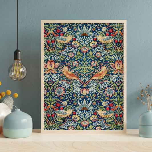 William Morris Poster – Strawberry Thief (1883) | Text-Free Pattern – Arts & Crafts