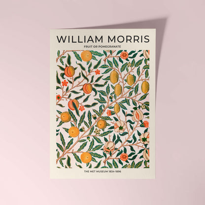William Morris “Fruit or Pomegranate” pattern, 1866 — decorative botanical repeat with pomegranates, leaves, and flowers.