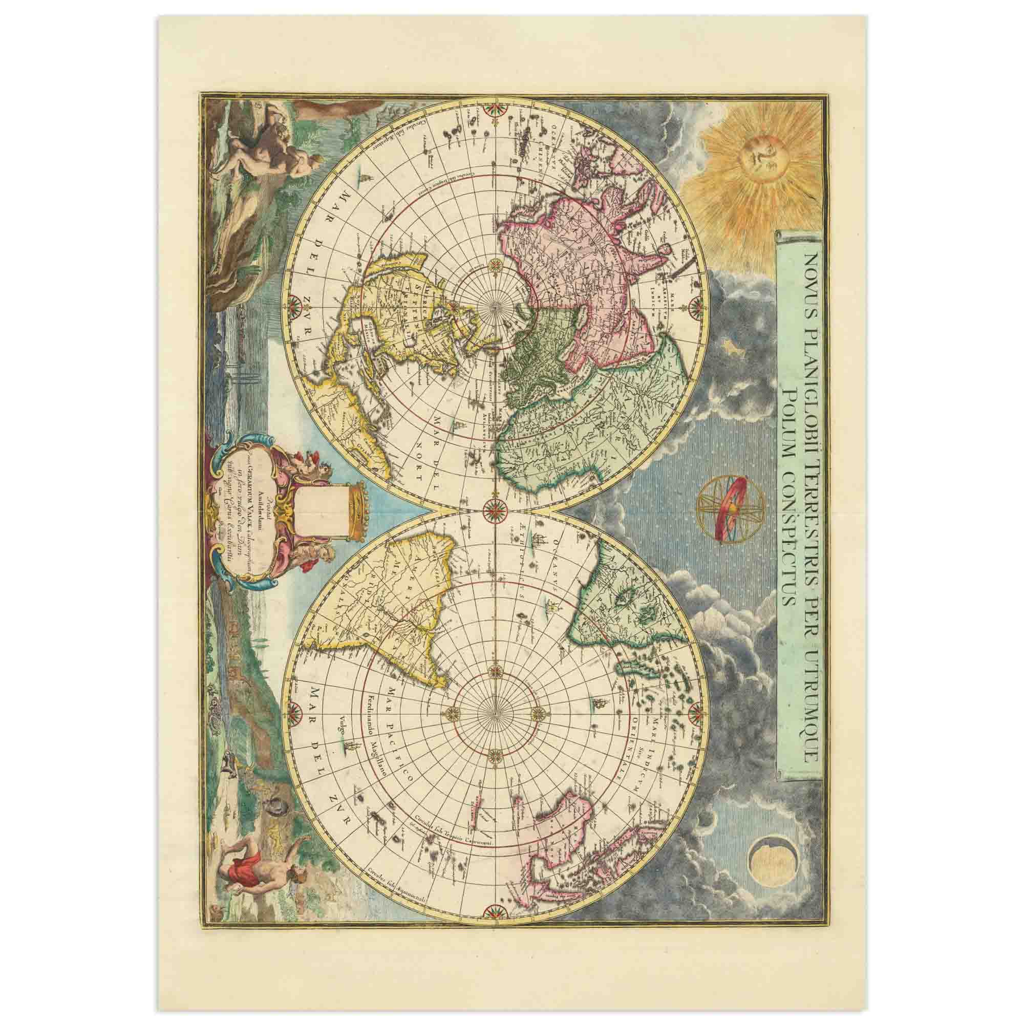 Vintage Maps Globes Antique World Maps Nautical Charts Wallango Double Hemisphere World Map 