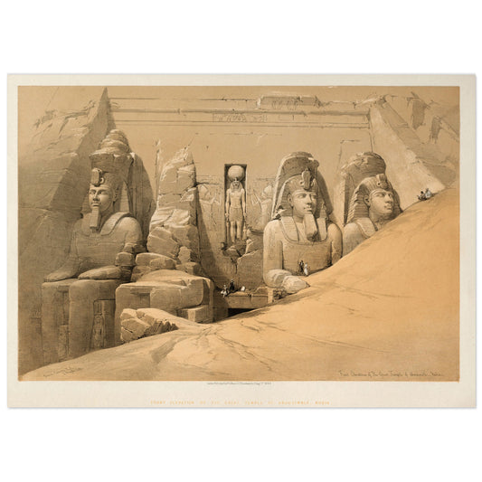 Great Temple of Abu Simbel, color lithograph reproduction on museum paper