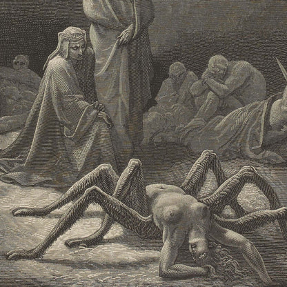 Arachné — Gustave Doré (Le Purgatoire de Dante)