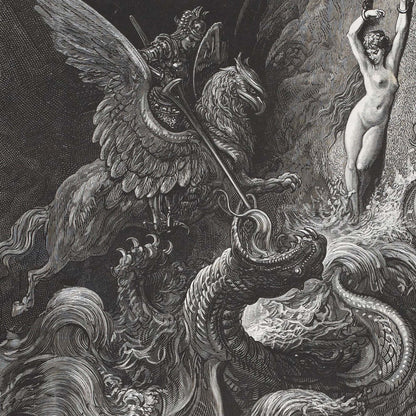 Roger combattant le monstre marin — Gustave Doré (Roland furieux)