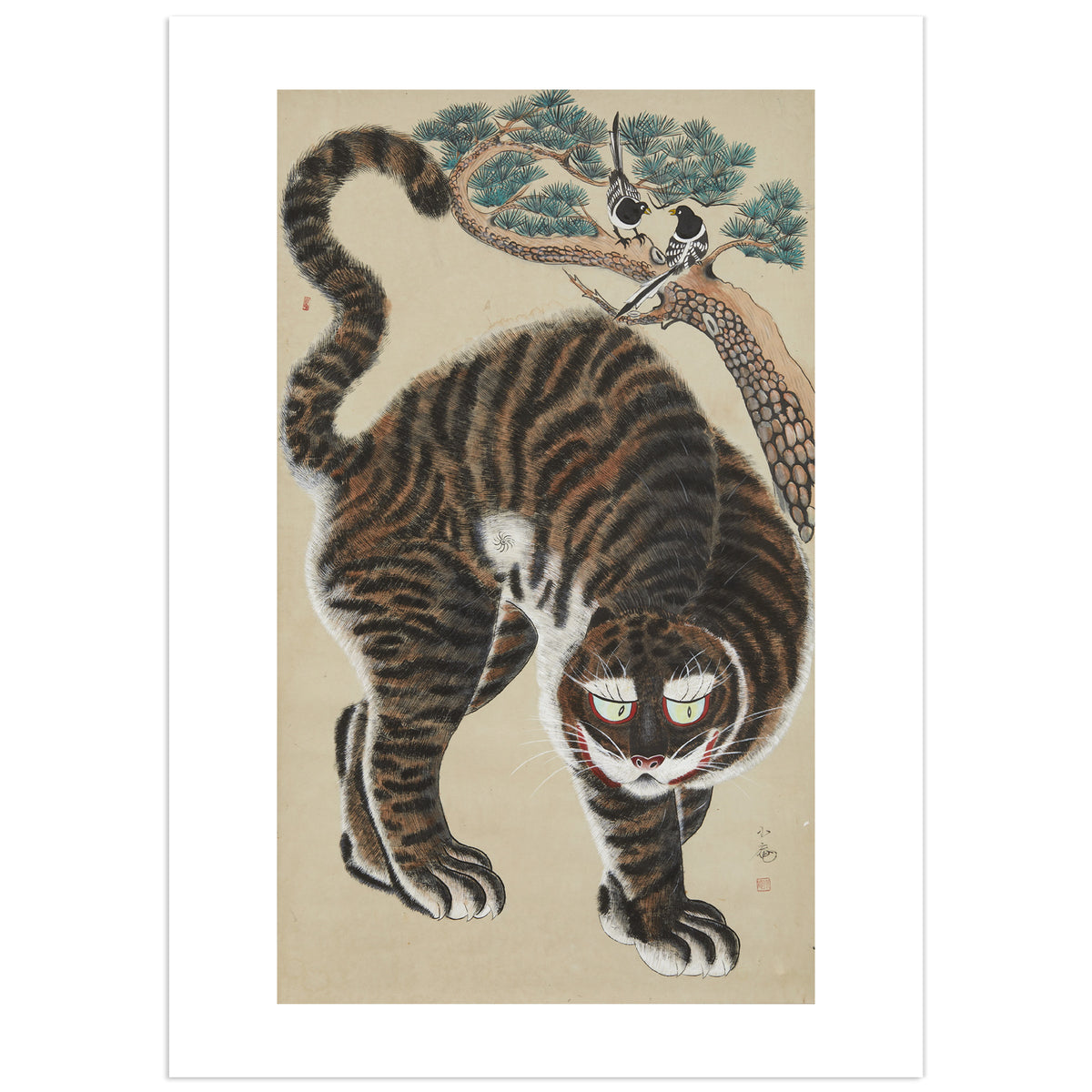 Hojakdo — Tiger and Magpie | Soam Lee Seong-su | Korean Minhwa Art Poster