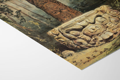 Idole et autel à Copán – Frederick Catherwood (1844)