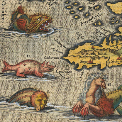 Sea Monster Map of Iceland